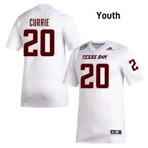 Youth Adonyss Currie White Texas A&M University #20 Embroidery Jersey 947897-924