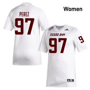 Women Alessandro Perez White Texas A&M University #97 Replica Jerseys 590214-943