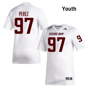 Youth Alessandro Perez White TAMU #97 Official Jersey 854225-355