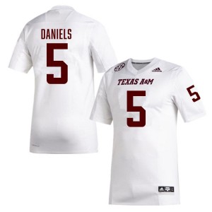 Men Amari Daniels White Texas A&M University #5 Official Jerseys 536940-762
