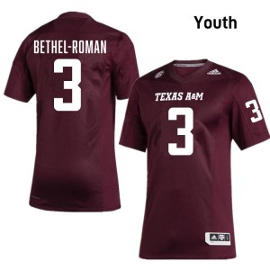Youth Ashton Bethel-Roman Maroon Texas A&M #3 University Jersey 920265-159