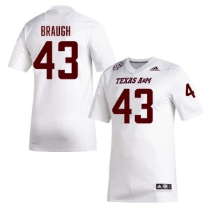 Men Carter Braugh White Texas A&M #43 Embroidery Jerseys 153439-203