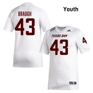 Youth Carter Braugh White Texas A&M University #43 Game Jersey 745295-891
