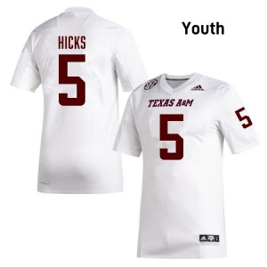 Youth DJ Hicks White Texas A&M Aggies #5 Embroidery Jerseys 774251-367