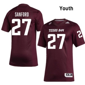 Youth Daymion Sanford Maroon Aggies #27 Replica Jersey 728972-546