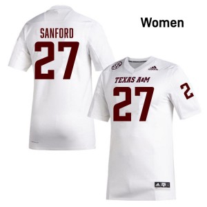 Women Daymion Sanford White Texas A&M Aggies #27 High School Jersey 276001-913