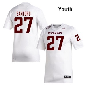 Youth Daymion Sanford White TAMU #27 Stitched Jerseys 879912-497