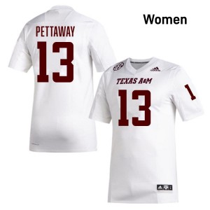 Women Deyjhon Pettaway White Texas A&M #13 Player Jersey 383081-566