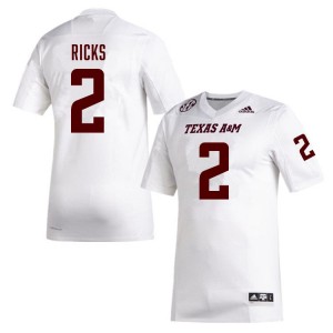 Men Dezz Ricks White Texas A&M University #2 Player Jerseys 786796-709