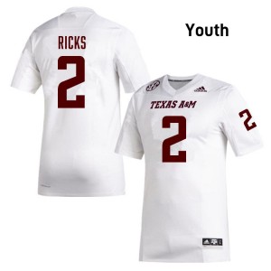 Youth Dezz Ricks White Texas A&M University #2 Limited Jerseys 217638-851