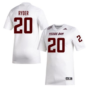 Men Johnny Ryder White Texas A&M #20 NCAA Jersey 670640-751