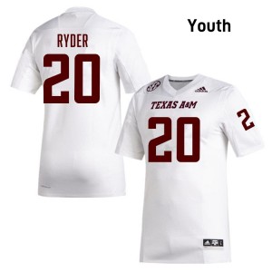Youth Johnny Ryder White Texas A&M University #20 Limited Jerseys 154293-898