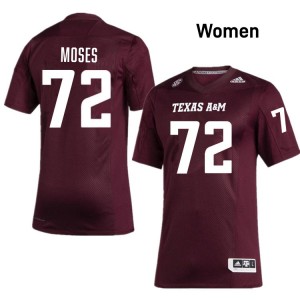 Women Joshua Moses Maroon Texas A&M #72 Stitched Jersey 629785-530