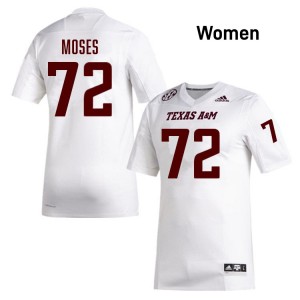 Women Joshua Moses White Texas A&M #72 Official Jerseys 875027-734