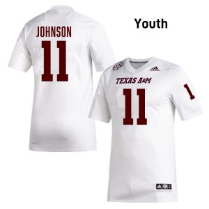Youth Kelshaun Johnson White TAMU #11 2025 Jerseys 655229-823
