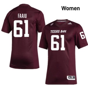 Women Koli Faaiu Maroon TAMU #61 Stitched Jerseys 771030-195