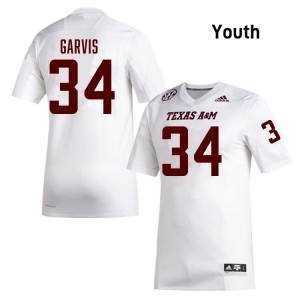 Youth Kyle Garvis White TAMU #34 High School Jersey 129666-230
