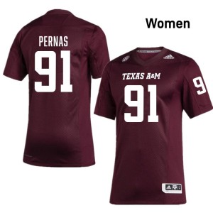Women Lucas Pernas Maroon Texas A&M #91 Embroidery Jersey 841243-519