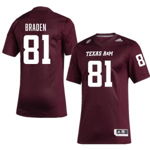 Men Luke Braden Maroon TAMU #81 Embroidery Jersey 997045-960