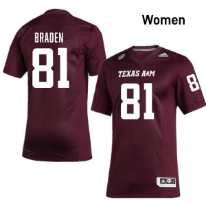 Women Luke Braden Maroon TAMU #81 NCAA Jersey 329936-875
