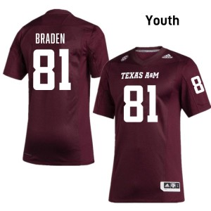 Youth Luke Braden Maroon Texas A&M Aggies #81 NCAA Jerseys 185093-173