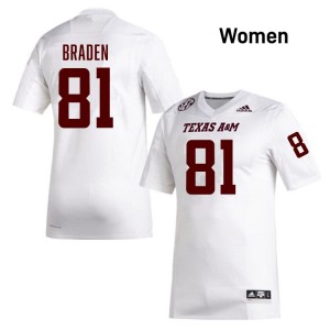Women Luke Braden White Aggies #81 Official Jerseys 509681-108