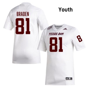 Youth Luke Braden White Texas A&M University #81 Alumni Jersey 749721-311