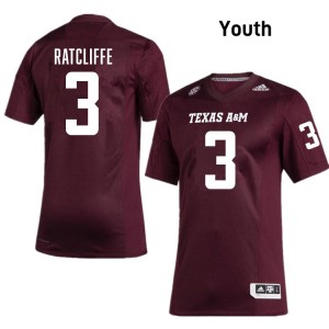 Youth Marcus Ratcliffe Maroon TAMU #3 Player Jerseys 440863-438