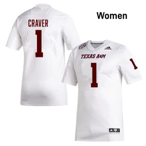 Women Mario Craver White Aggies #1 Stitched Jerseys 238756-450
