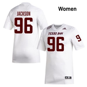 Women Nathan Jackson White Texas A&M #96 Alumni Jerseys 277167-659