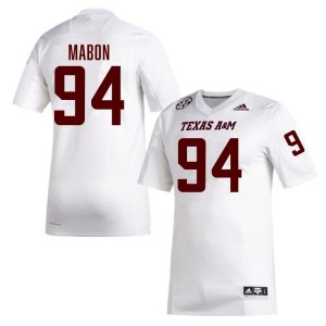 Men Nathan Mabon White Texas A&M Aggies #94 NCAA Jerseys 785508-465