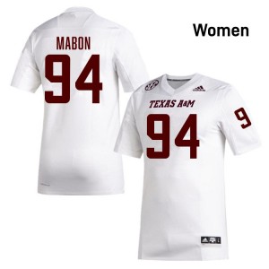 Women Nathan Mabon White Texas A&M University #94 Stitched Jerseys 437543-912