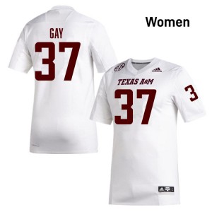 Women Peyton Gay White Texas A&M University #37 2025 Jersey 307631-676