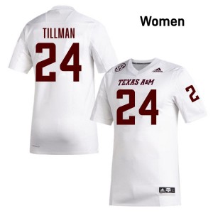 Women Ramarian Tillman White TAMU #24 Game Jersey 198203-172