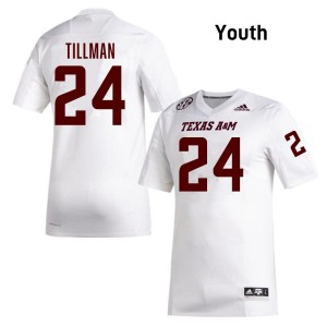 Youth Ramarian Tillman White Texas A&M University #24 Embroidery Jersey 259059-324