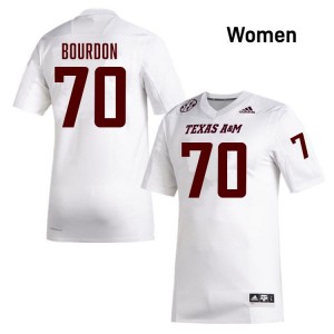 Women Robert Bourdon White Texas A&M University #70 University Jersey 689401-561