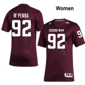 Women Sam M'Pemba Maroon Texas A&M Aggies #92 High School Jerseys 807392-501