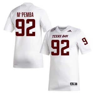 Men Sam M'Pemba White Texas A&M University #92 Embroidery Jersey 898692-326
