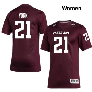 Women Taurean York Maroon TAMU #21 Embroidery Jersey 616773-485