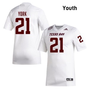 Youth Taurean York White Texas A&M University #21 Alumni Jerseys 919378-761