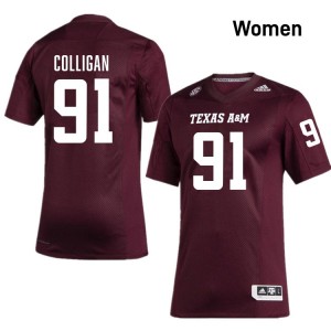 Women Tommy Colligan Maroon Texas A&M University #91 Alumni Jerseys 891837-913