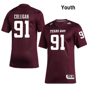 Youth Tommy Colligan Maroon Texas A&M #91 Limited Jerseys 629323-225