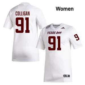 Women Tommy Colligan White Texas A&M #91 Player Jerseys 533441-415