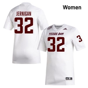 Women Tristan Jernigan White Texas A&M University #32 Official Jerseys 512202-828