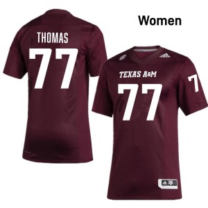 Women Tyler Thomas Maroon TAMU #77 Game Jerseys 551712-828