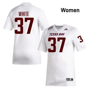 Women Tyler White White Texas A&M #37 NCAA Jerseys 825149-297
