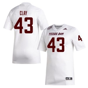 Men Zachary Clay White TAMU #43 Stitched Jerseys 642205-661